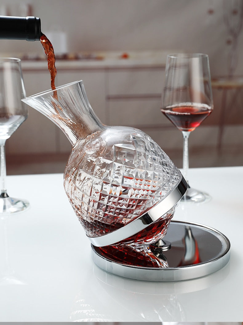 1500ml Creativity Crystal Glass Cup Rotation Tumbler Wine Aerator Decanter Glass Cup For Wine Glasses Mug Cup Creative Gifts acacuss