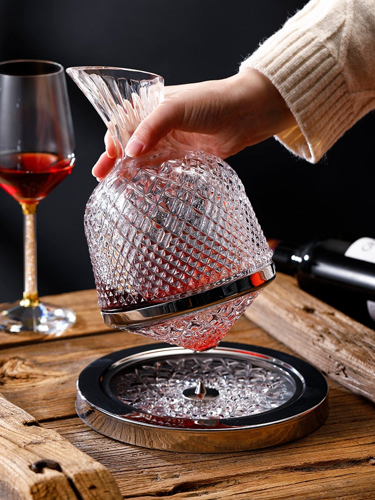 1500ml Creativity Crystal Glass Cup Rotation Tumbler Wine Aerator Decanter Glass Cup For Wine Glasses Mug Cup Creative Gifts acacuss