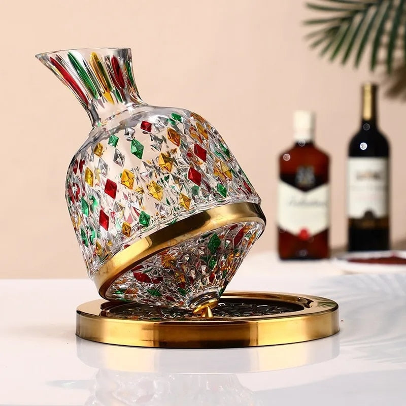 1500ml Creativity Crystal Glass Cup Rotation Tumbler Wine Aerator Decanter Glass Cup For Wine Glasses Mug Cup Creative Gifts acacuss