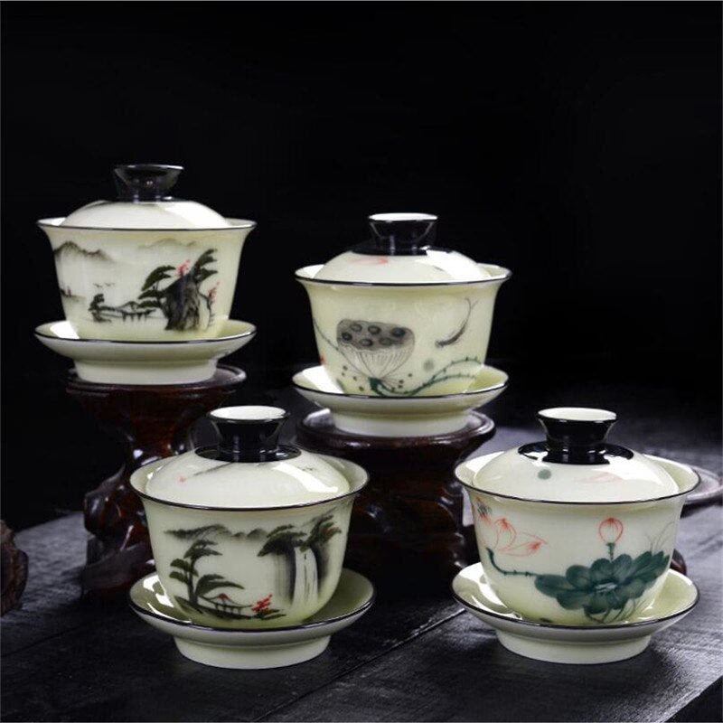 150ml Creative chinese landscape painting Gaiwan Tea Set Ceramic Teaware Sets Tea Set Teapot Teaset Tea Cups Of Tea Ceremony acacuss