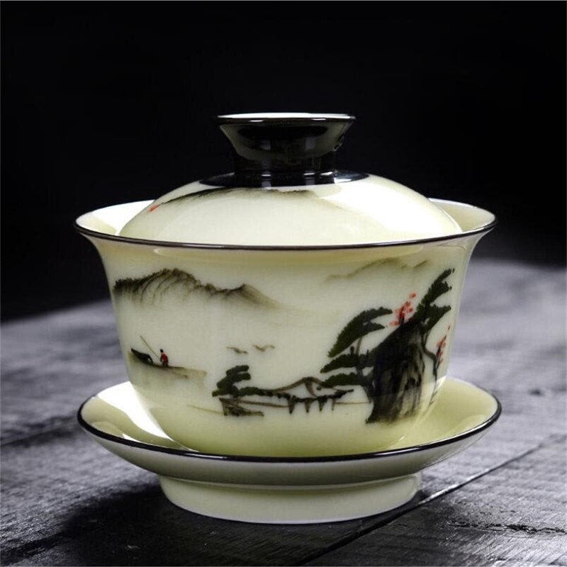 150ml Creative chinese landscape painting Gaiwan Tea Set Ceramic Teaware Sets Tea Set Teapot Teaset Tea Cups Of Tea Ceremony acacuss