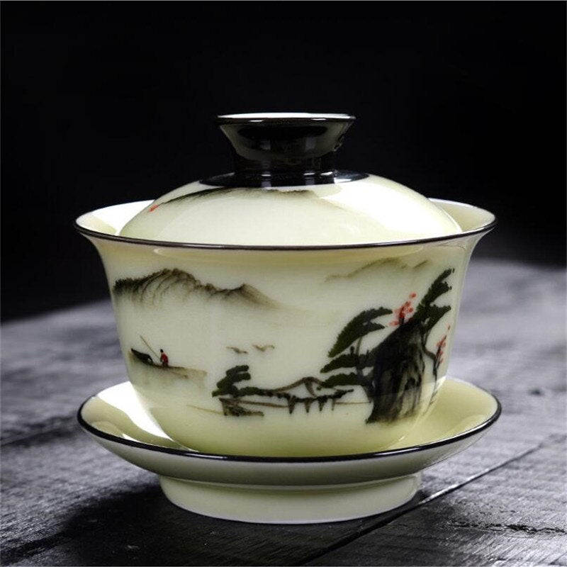 150ml Creative chinese landscape painting Gaiwan Tea Set Ceramic Teaware Sets Tea Set Teapot Teaset Tea Cups Of Tea Ceremony acacuss