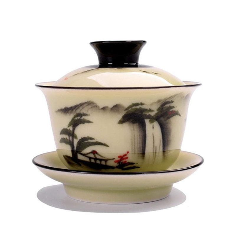 150ml Creative chinese landscape painting Gaiwan Tea Set Ceramic Teaware Sets Tea Set Teapot Teaset Tea Cups Of Tea Ceremony acacuss