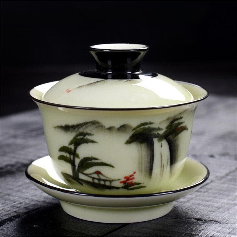150ml Creative chinese landscape painting Gaiwan Tea Set Ceramic Teaware Sets Tea Set Teapot Teaset Tea Cups Of Tea Ceremony acacuss