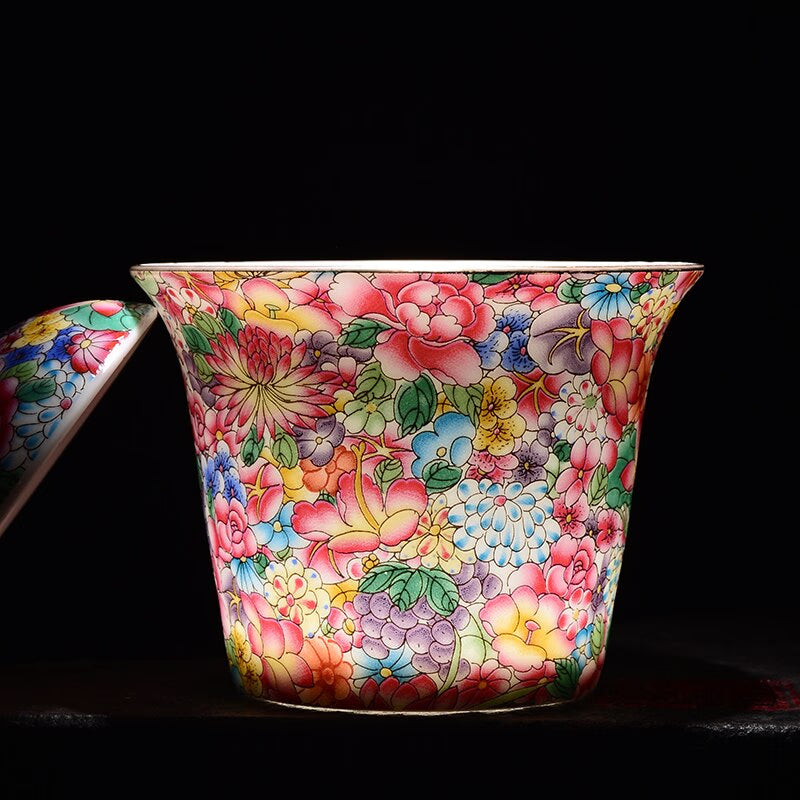 175ml Jingdezhen Exquisite Pastel Tea Tureen Handmade Gaiwan Ceramics Tea Bowl Chinese Tea set Accessories Household Drinkware acacuss