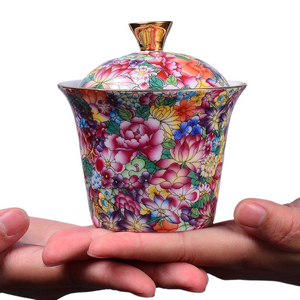 175ml Jingdezhen Exquisite Pastel Tea Tureen Handmade Gaiwan Ceramics Tea Bowl Chinese Tea set Accessories Household Drinkware acacuss