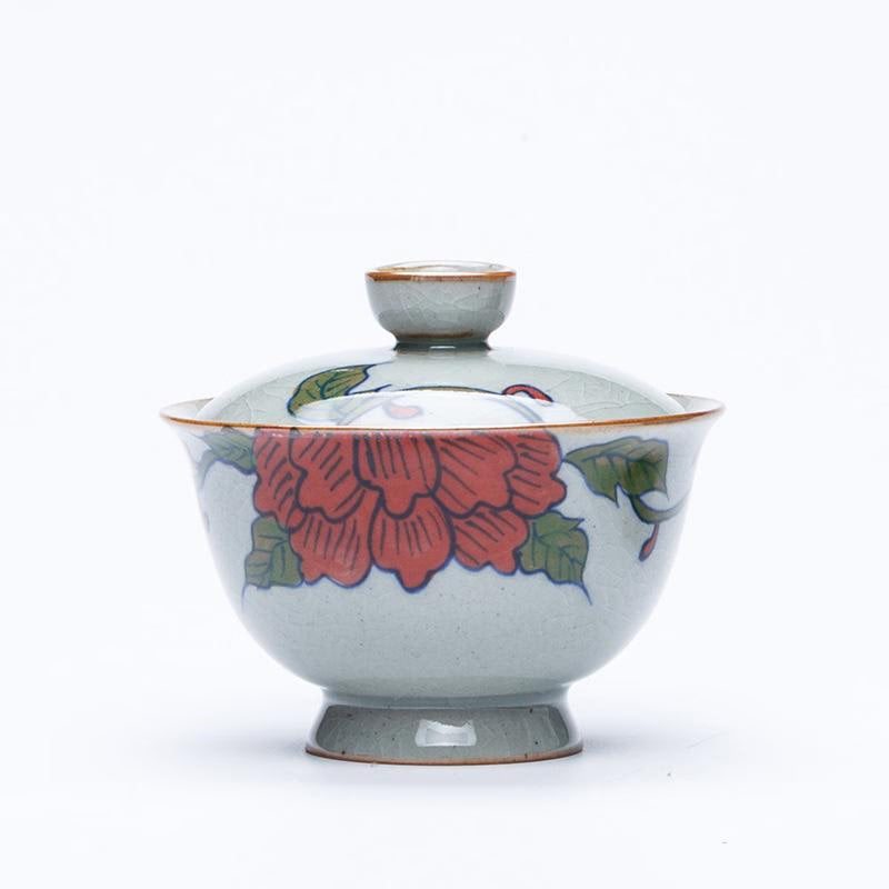 180ml Chinese Gaiwan Teapot Ceramics Kung Fu Tea Set Porcelain Floral Tea Bowl Tea Cups for Travel Teaware Tureen Pu'er Kettle acacuss