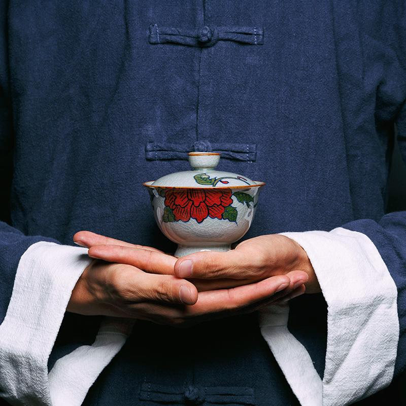 180ml Chinese Gaiwan Teapot Ceramics Kung Fu Tea Set Porcelain Floral Tea Bowl Tea Cups for Travel Teaware Tureen Pu'er Kettle acacuss