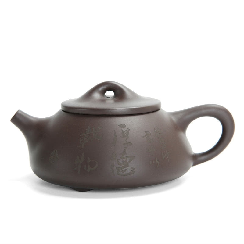 185ML Handcrafted Buddhist Scriptures Yixing Purple Clay Teapot Small Capacity Traditional Chinese Kettle Puer Oolong Tea Set acacuss