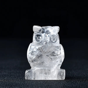 1PC 100% Natural Stone Carved Owl Animal Ornaments Tigers Eye Crystal Stone Crafts Handmade Figurine Home Decor collect DIY Gift acacuss