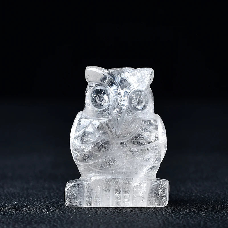 1PC 100% Natural Stone Carved Owl Animal Ornaments Tigers Eye Crystal Stone Crafts Handmade Figurine Home Decor collect DIY Gift acacuss