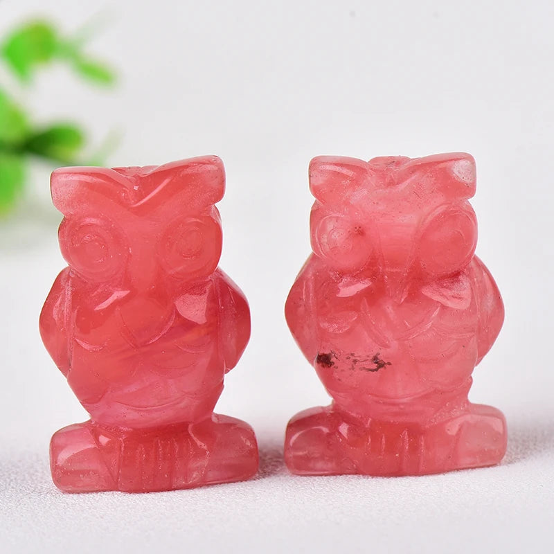 1PC 100% Natural Stone Carved Owl Animal Ornaments Tigers Eye Crystal Stone Crafts Handmade Figurine Home Decor collect DIY Gift acacuss