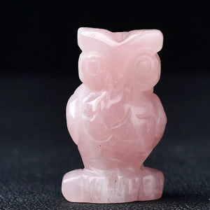 1PC 100% Natural Stone Carved Owl Animal Ornaments Tigers Eye Crystal Stone Crafts Handmade Figurine Home Decor collect DIY Gift acacuss