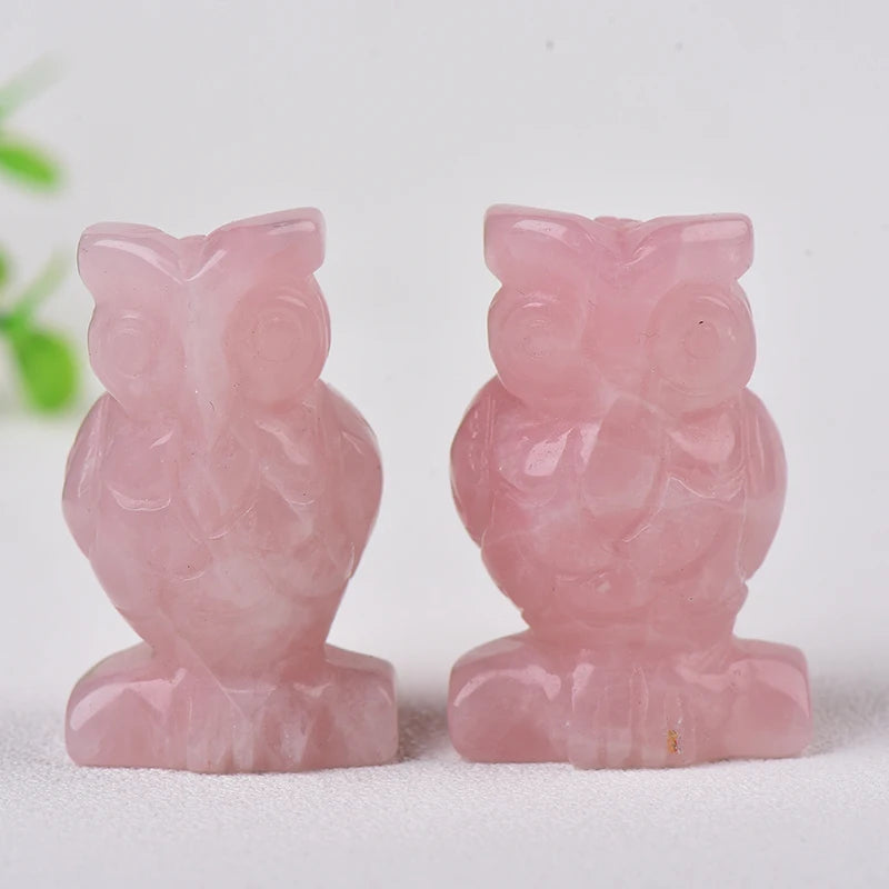 1PC 100% Natural Stone Carved Owl Animal Ornaments Tigers Eye Crystal Stone Crafts Handmade Figurine Home Decor collect DIY Gift acacuss