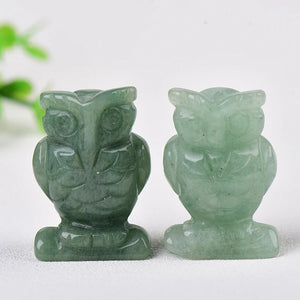 1PC 100% Natural Stone Carved Owl Animal Ornaments Tigers Eye Crystal Stone Crafts Handmade Figurine Home Decor collect DIY Gift acacuss