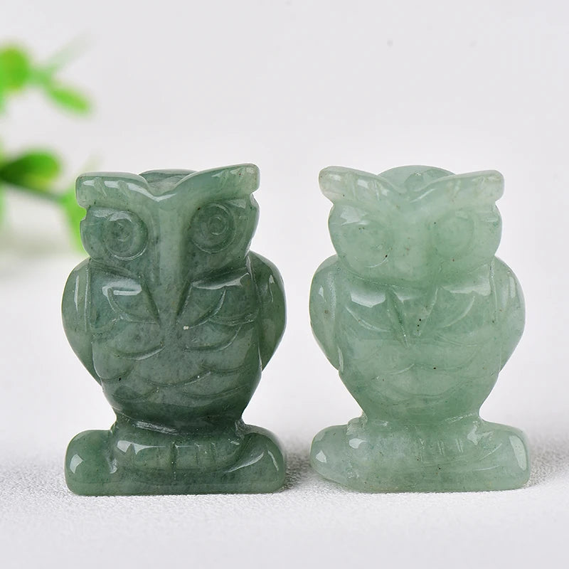 1PC 100% Natural Stone Carved Owl Animal Ornaments Tigers Eye Crystal Stone Crafts Handmade Figurine Home Decor collect DIY Gift acacuss