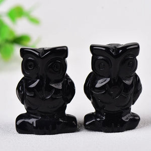 1PC 100% Natural Stone Carved Owl Animal Ornaments Tigers Eye Crystal Stone Crafts Handmade Figurine Home Decor collect DIY Gift acacuss