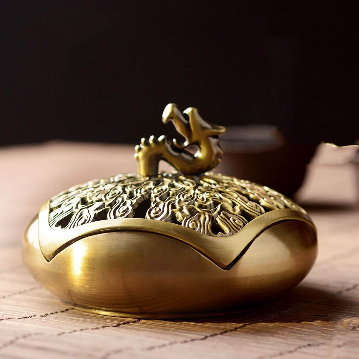 1PC Delicate Bronze Ruyi Plate Copper Incense Burner Stick Holder Zen Garden Temples Studios Home Decor Comfort Incense Burner acacuss