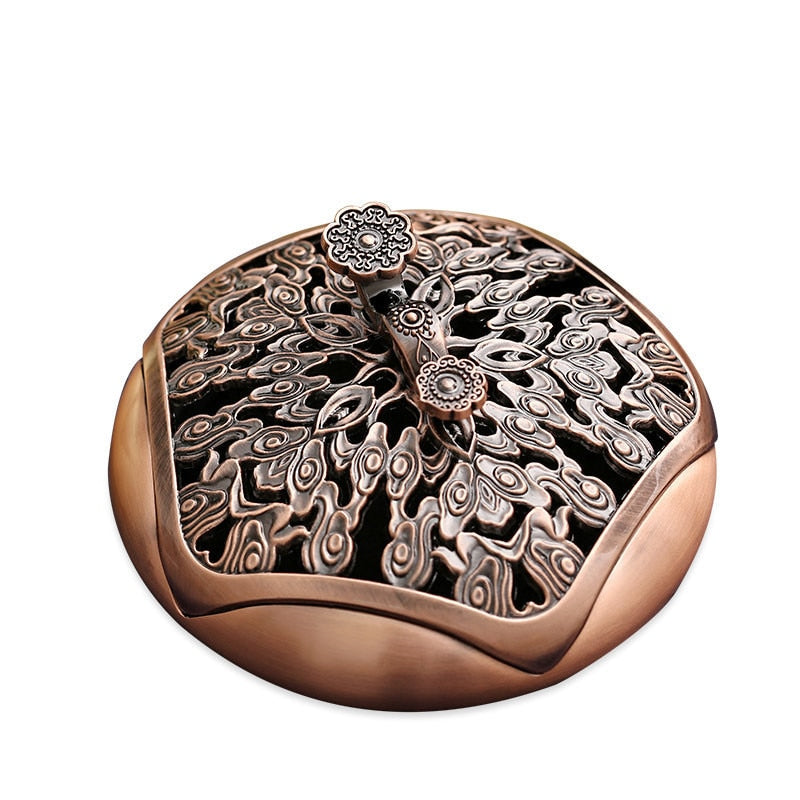 1PC Delicate Bronze Ruyi Plate Copper Incense Burner Stick Holder Zen Garden Temples Studios Home Decor Comfort Incense Burner acacuss