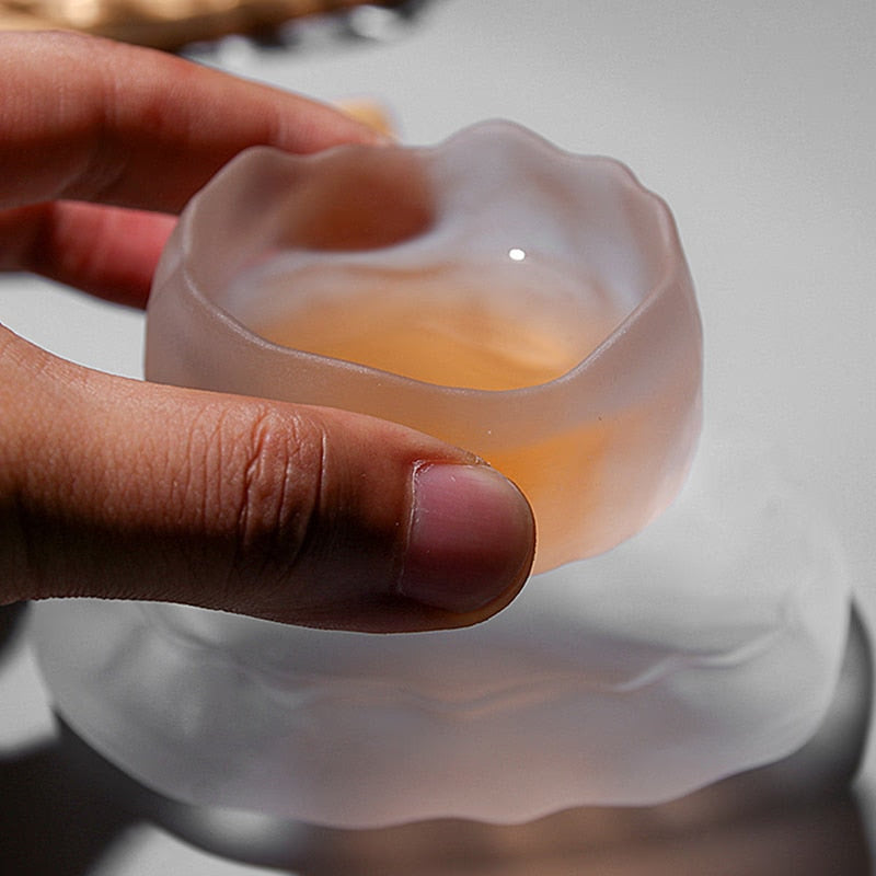 1PC Glass Tea Set Small Wine Cup Tasting Transparent Tea Cups White Wine Cup acacuss