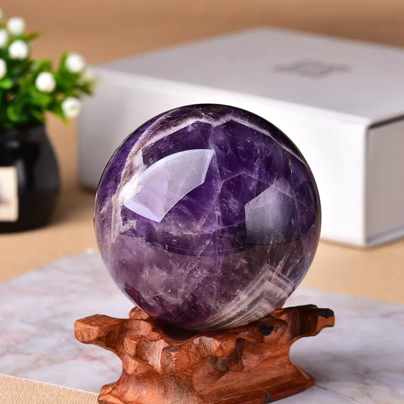 1PC Natural Dream Amethyst Ball Polished Globe Massaging Ball Reiki Healing Stone Home Decoration Exquisite Gifts Souvenirs Gift acacuss