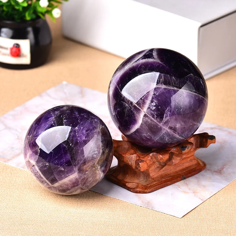 1PC Natural Dream Amethyst Ball Polished Globe Massaging Ball Reiki Healing Stone Home Decoration Exquisite Gifts Souvenirs Gift acacuss