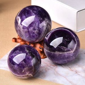 1PC Natural Dream Amethyst Ball Polished Globe Massaging Ball Reiki Healing Stone Home Decoration Exquisite Gifts Souvenirs Gift acacuss