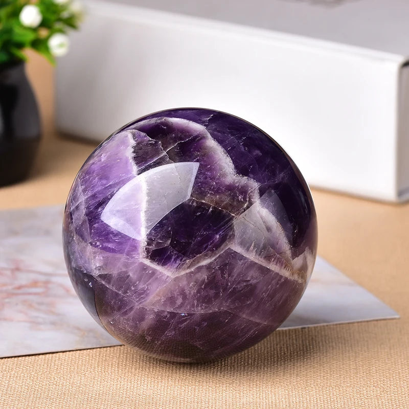 1PC Natural Dream Amethyst Ball Polished Globe Massaging Ball Reiki Healing Stone Home Decoration Exquisite Gifts Souvenirs Gift acacuss