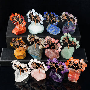 1PC Natural Gemstone Crystal Lucky Tree With Raw Stone Base Home Office Desk Living Room Crystal Decor Mini Sized acacuss