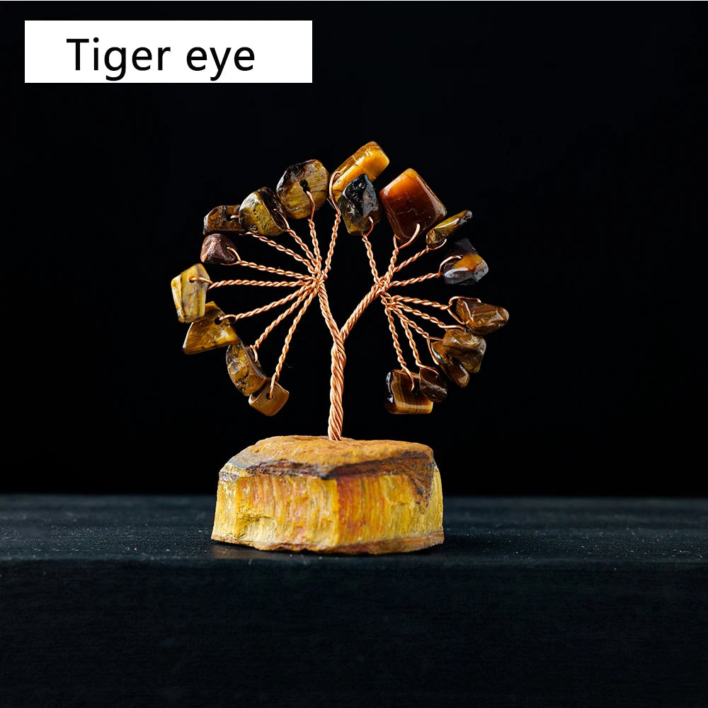 1PC Natural Gemstone Crystal Lucky Tree With Raw Stone Base Home Office Desk Living Room Crystal Decor Mini Sized acacuss