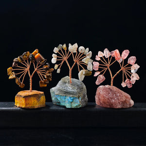 1PC Natural Gemstone Crystal Lucky Tree With Raw Stone Base Home Office Desk Living Room Crystal Decor Mini Sized acacuss