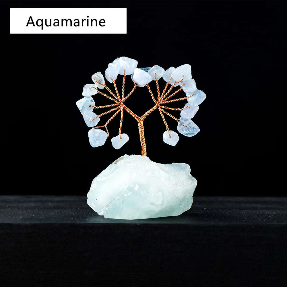 1PC Natural Gemstone Crystal Lucky Tree With Raw Stone Base Home Office Desk Living Room Crystal Decor Mini Sized acacuss