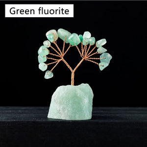 1PC Natural Gemstone Crystal Lucky Tree With Raw Stone Base Home Office Desk Living Room Crystal Decor Mini Sized acacuss