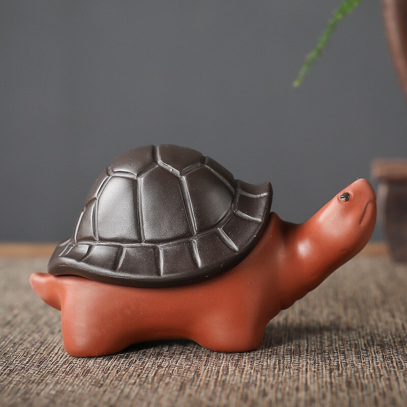 1PCS Chinese Boutique Purple Clay Tea Pet Handmade Lucky Tortoise Statue Ornaments Home Tea Set Decoration Accessories Crafts acacuss