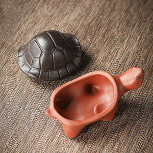 1PCS Chinese Boutique Purple Clay Tea Pet Handmade Lucky Tortoise Statue Ornaments Home Tea Set Decoration Accessories Crafts acacuss
