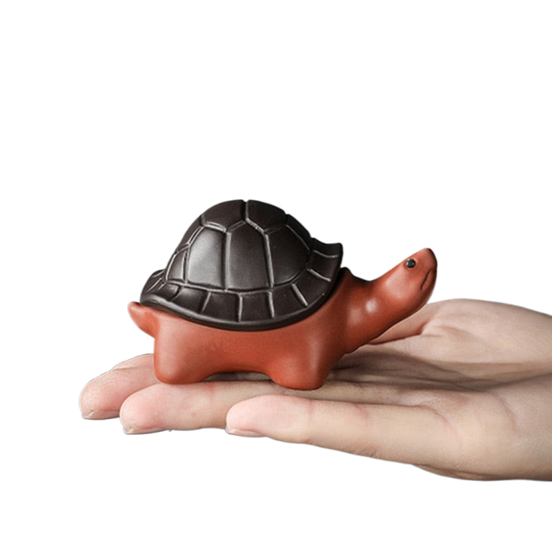 1PCS Chinese Boutique Purple Clay Tea Pet Handmade Lucky Tortoise Statue Ornaments Home Tea Set Decoration Accessories Crafts acacuss