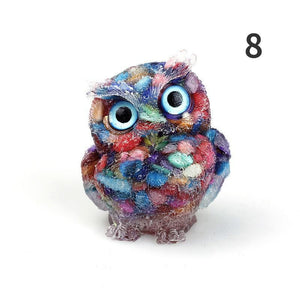 1PCS Nwe Crystal Stone Gravel Owl Animal Crafts Hand Made Small Figurines DIY Resin Table Decor Home Decor Collect Gifts 2023 acacuss