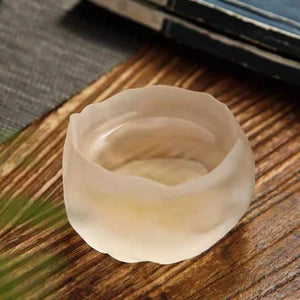 1Pc Japanese Handmade Hammer Pattern Tea Cup Transparent Matte Kungfu Tea Cup Frozen Coaster Wine Cup Home Office Drinkware 45ml acacuss