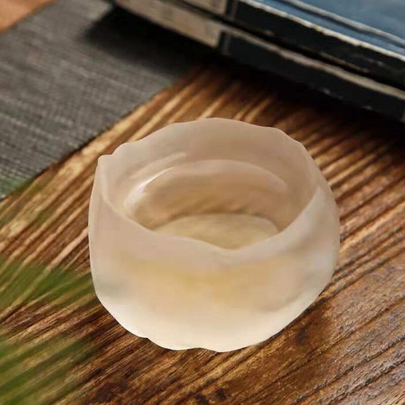 1Pc Japanese Handmade Hammer Pattern Tea Cup Transparent Matte Kungfu Tea Cup Frozen Coaster Wine Cup Home Office Drinkware 45ml acacuss