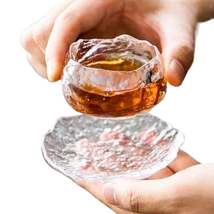 1Pc Japanese Handmade Hammer Pattern Tea Cup Transparent Matte Kungfu Tea Cup Frozen Coaster Wine Cup Home Office Drinkware 45ml acacuss