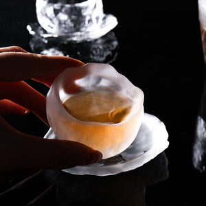 1Pc Japanese Handmade Hammer Pattern Tea Cup Transparent Matte Kungfu Tea Cup Frozen Coaster Wine Cup Home Office Drinkware 45ml acacuss