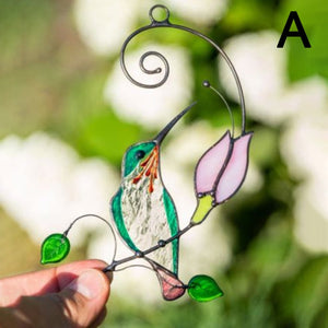 1Pc Metal Stained Glass Handicraft Garden Window Balcony Hummingbird Yard Home Wall Hanging Bird Ornament Door Decor Supplies acacuss