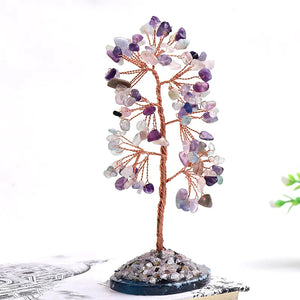 1Pc Natural Crystal Money Tree Gravel Specimen Stone Feng Shui Ornaments Tree of Life Figurines & Agate Slice Stand Home Decor acacuss