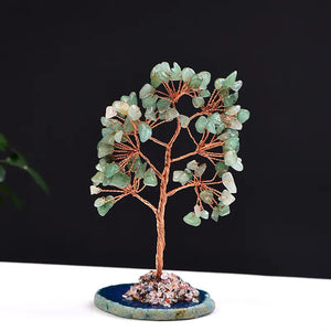 1Pc Natural Crystal Money Tree Gravel Specimen Stone Feng Shui Ornaments Tree of Life Figurines & Agate Slice Stand Home Decor acacuss