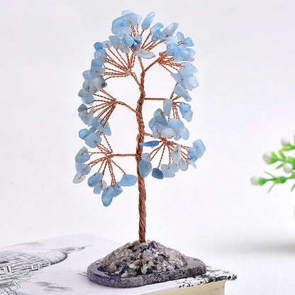 1Pc Natural Crystal Money Tree Gravel Specimen Stone Feng Shui Ornaments Tree of Life Figurines & Agate Slice Stand Home Decor acacuss