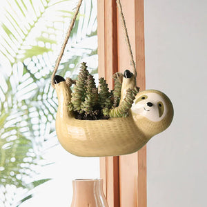1Pcs Ceramic Hanging Plant Pots Scindapsus Chlorophytum Hanging Flower Basket Flower Pot Cartoons Animal Vase Garden Decoration acacuss