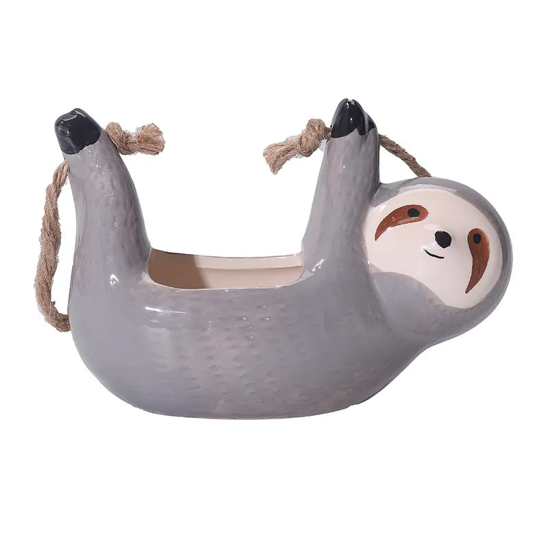 1Pcs Ceramic Hanging Plant Pots Scindapsus Chlorophytum Hanging Flower Basket Flower Pot Cartoons Animal Vase Garden Decoration acacuss