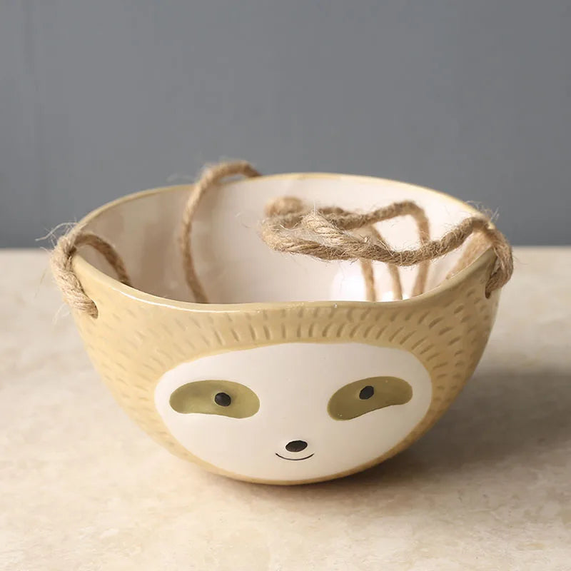 1Pcs Ceramic Hanging Plant Pots Scindapsus Chlorophytum Hanging Flower Basket Flower Pot Cartoons Animal Vase Garden Decoration acacuss
