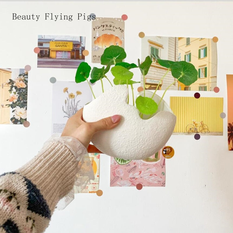 1Pcs Modern pastoral Nordic style White ceramics Egg Shell vase flower pot home desktop ornaments flower arrangement decoration acacuss