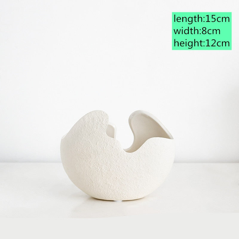 1Pcs Modern pastoral Nordic style White ceramics Egg Shell vase flower pot home desktop ornaments flower arrangement decoration acacuss